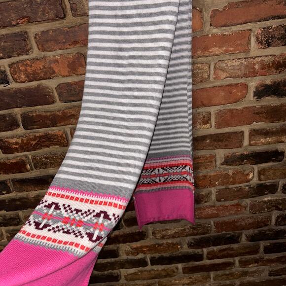 Talbots Wool Blend Pink Gray White Rectangle Long Scarf Women's - Picture 7 of 8